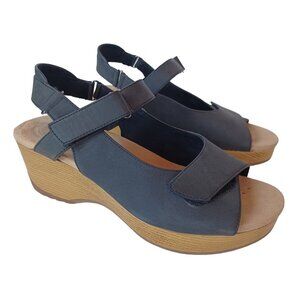 Easy Street Easy Works Clog Wedge Slingback Open Toe Sandals Womens 6.5 W